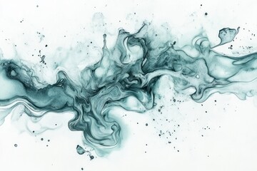 abstract teal ink swirl against white background with fluid marble texture. modern design, print, digital art project. artistic expression in motion.