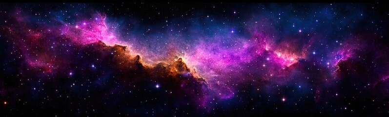 Obraz premium Cosmic Nebula in Magenta and Purple with Stars and Light