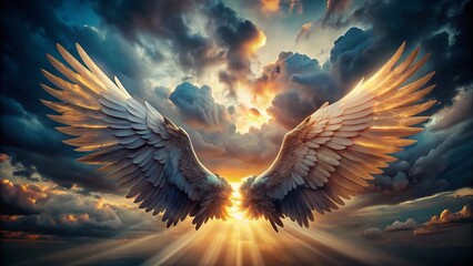 Majestic Feathered Wings: A Conceptual Photography Set of Eagle and Angel Wings