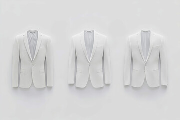 White wool blazer mockups displayed flat for fashion presentation and design analysis
