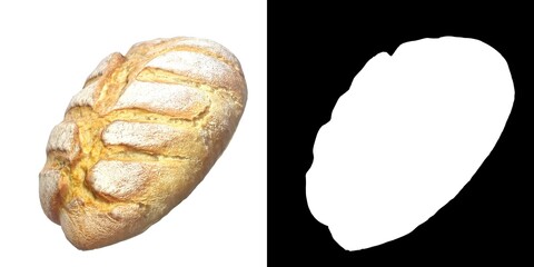 3D rendering illustration of a homemade rustic sourdough bread