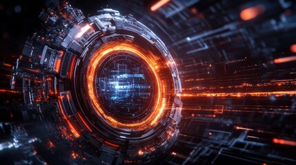 Fototapeta premium Futuristic Technology Abstract Circle Digital Realm 3D Visualization Sci-Fi Environment High-Tech Viewpoint