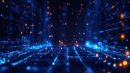 Obraz premium Cybersecurity Technology and Digital Data Protection in Futuristic Network Connections with Polygons and Lines