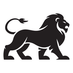 Majestic Lion Silhouette Vector Logo – Black Wild Animal Illustration for Branding and Design