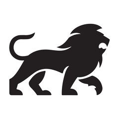 Majestic Lion Silhouette Vector Logo – Black Wild Animal Illustration for Branding and Design