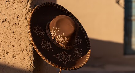 Brown Sun Hat on Wall