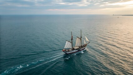 Fototapeta premium trading ship with containers in the middle of the ocean, crossing the continents, international trade route