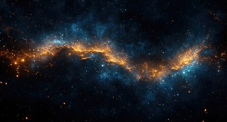 Fototapeta premium Starry Night Sky with Glowing Golden Stars and Ethereal Glow in Cosmic Surrealism Abstract Art