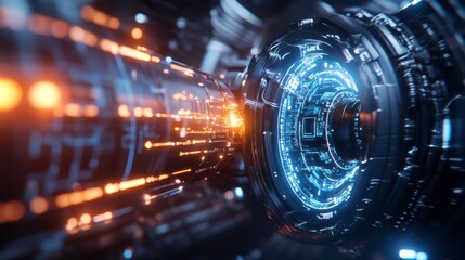 Obraz premium Futuristic Technology Innovation Digital World Abstract Art Sci-Fi Environment Close-Up View Conceptual Design