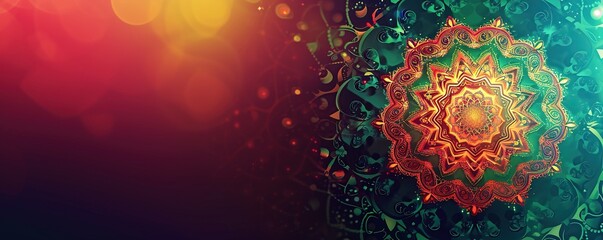Intricate Ornamental Mandala Design with Vibrant Warm and Cool Color Tones