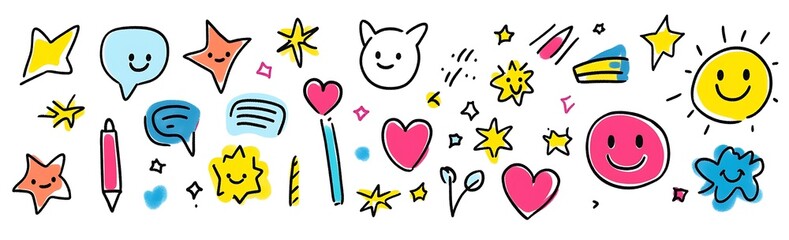 Fototapeta premium A colorful simple illustration of various symbols and shapes