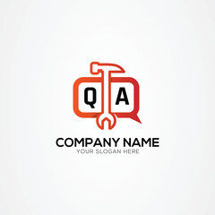 Fototapeta premium Services Icon or Chat Logo With Letter QA Logo Isolated Vector Illustration