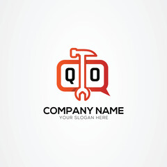 Fototapeta premium Services Icon or Chat Logo With Letter QO Logo Isolated Vector Illustration