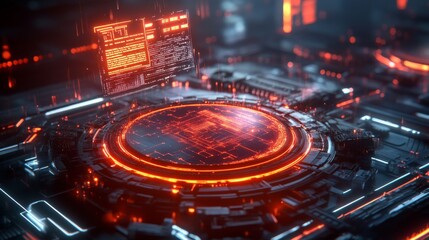 Futuristic Technology Interface G High-Tech Environment Digital Display Cyberpunk Aesthetic Abstract Viewpoint Innovative Concept