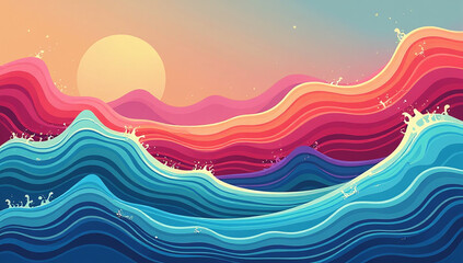 colorful waves abstract background inspired retro styles trendy vector