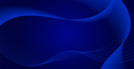 Blue Wave Lines Pattern Background With Copy Space. Technology Banner. Vector Illustration. Abstract Business Wallpaper
