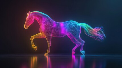 Neon Horse Silhouette in Abstract Digital Art