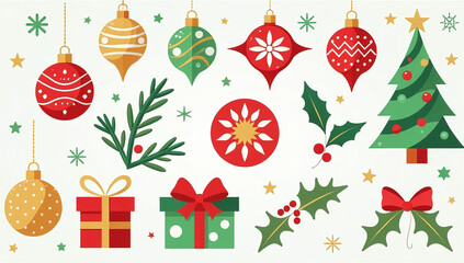 decorative christmas elements scrapbooking crafts include ornaments presents festive motifs various colors