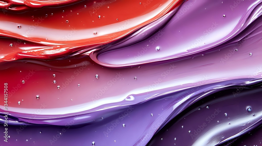 Poster abstract flowing waves in red and purple gradient colors with sparkle effect create dynamic modern b