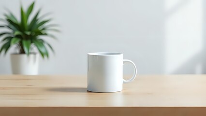 Obraz premium Simple White Ceramic Mug with Neutral Background