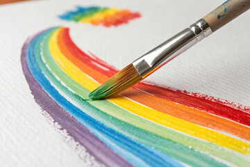 Obraz premium Hobby coloring book. Painting with a brush. Rainbow colorful and fun coloring.