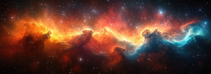 Fototapeta premium Vibrant Cosmic Nebula Surrealism in Deep Space Art