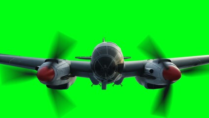 Heinkel He 111. German airliner and medium bomber. World War II. Green screen isolate. 3d rendering.