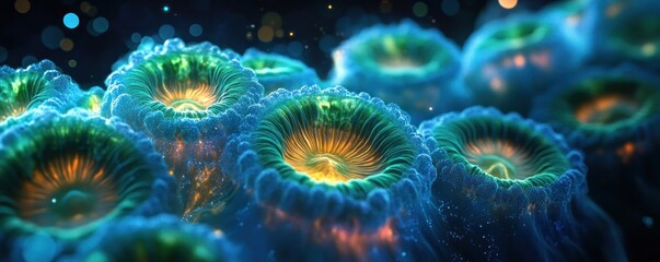 Fototapeta premium Vibrant Cosmic Nebula with Glowing Stars in Outer Space
