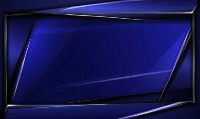 Abstract dark blue background with sharp geometric shapes and glossy reflections, ideal for modern designs.