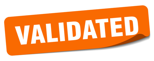 validated sticker. validated label