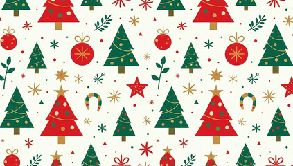 geometric christmas print featuring holiday icons trendy red green gold colors suitable wrapping paper home decor