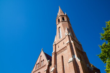 Fototapeta premium Neogothic Szilagyi Dezso Square Reformed church in Budapest, Hungary.