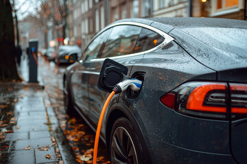 Obraz premium Exploring Electric Vehicle Charging Solutions in the Urban Environment for Modern Cities