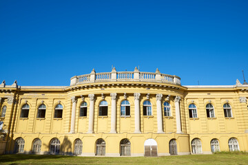 Szechenyi Thermal Baths, in Varosliget park in Budapest, Hungary.
