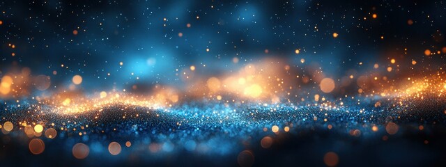 Abstract Blue Bokeh Background Technology Business Data Futuristic Concept Modern Dark Light Contrast