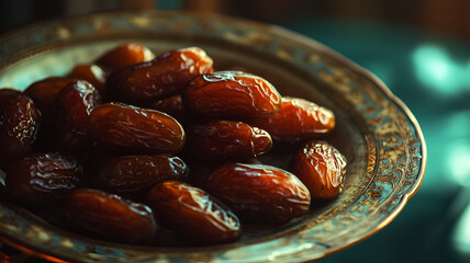 Cinematic arrangement of ripe dates on a vintage isolated on transparent background