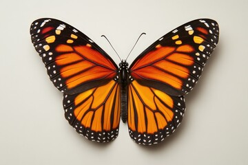 Fototapeta premium A beautiful orange and black butterfly with spread wings is shown