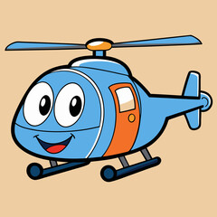 Cartoon Helicopter Vector: Colorful Aircraft Illustration & Fun Design