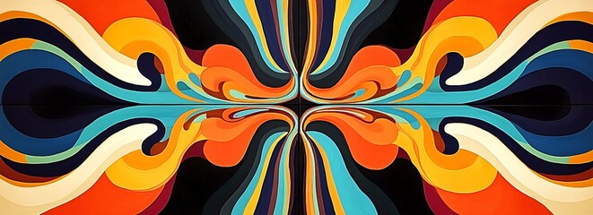 A set of retro groovy posters designs, each panel featuring bold lines and earthy colors in an abstract pattern