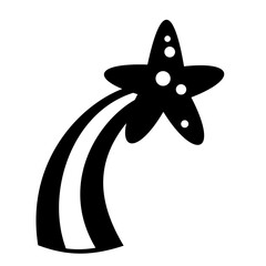 Black and white retro groovy star, celestial hand drawn vector illustration in flat style.