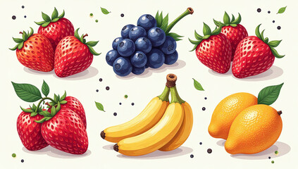 natural tropical fruits berries decorative doodle style farm products restaurant menus eco friendly packaging