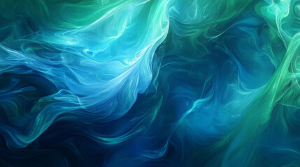 Obraz premium Freshness effect, blue air or wind flow with green leaves. Glow waves and swirls, wand trails, fresh menthol breath or detergent isolated on transparent background, Realistic 3d vector illustration