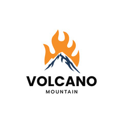 Volcano mountain logo, Volcano eruption logo design.