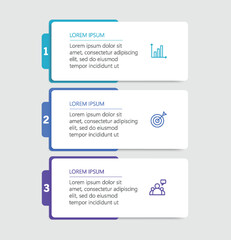 Business infographic design template with 3 options, steps or processes. Can be used for workflow layout, diagram, annual report, web design	
