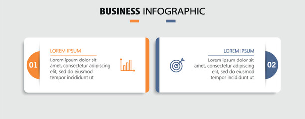Business  infographic template with icons and 2 options or steps	
