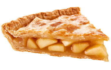 Two pieces of apple pie isolated on a transparent background