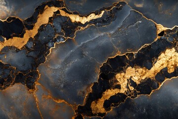 Fototapeta premium Black and gold marble texture creating luxurious and elegant design