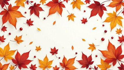 Obraz premium rful autumn leaves berries create beautiful seamless pattern various paper products like wallpaper greeting cards
