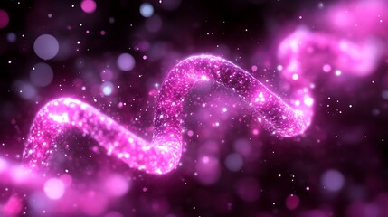 Fototapeta premium Glowing Pink Stream of Particles Against Dark Background with Bokeh Effect