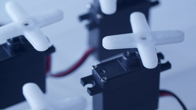 Close-up of a servo motor working in a servo array